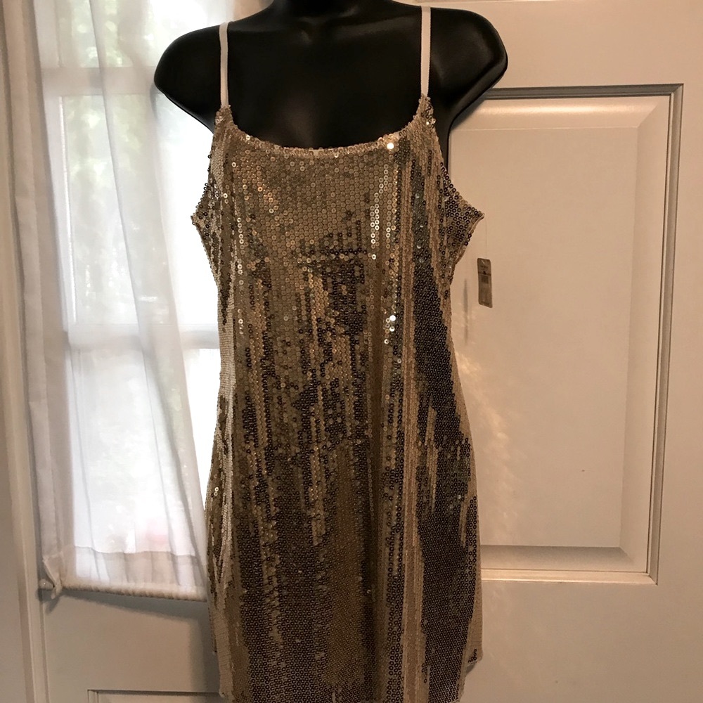 NWT Intimately FREE PEOPLE gold sequin dress